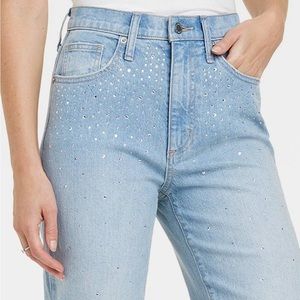 NWT Women’s High Rise Embellished 90’s Straight Jeans - Light Wash